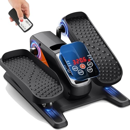 Elliptical Exercise Machine, Under Desk Ellipse Leg Exerciser for Home Office, Forward & Reverse Direction, Quiet Electric Seated Pedal Elliptical for Seniors with 12 Adjustable Speeds, Remoter, Foots