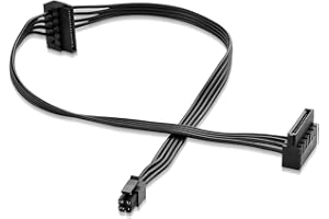 ELFJMZP ATX Mini 4PIN to Dual SATA 15 PIN Adapter Extension Cable for Mechanical HDDs, SSDs, DVD/CD-ROMs (17.9 in./45.5 cm)