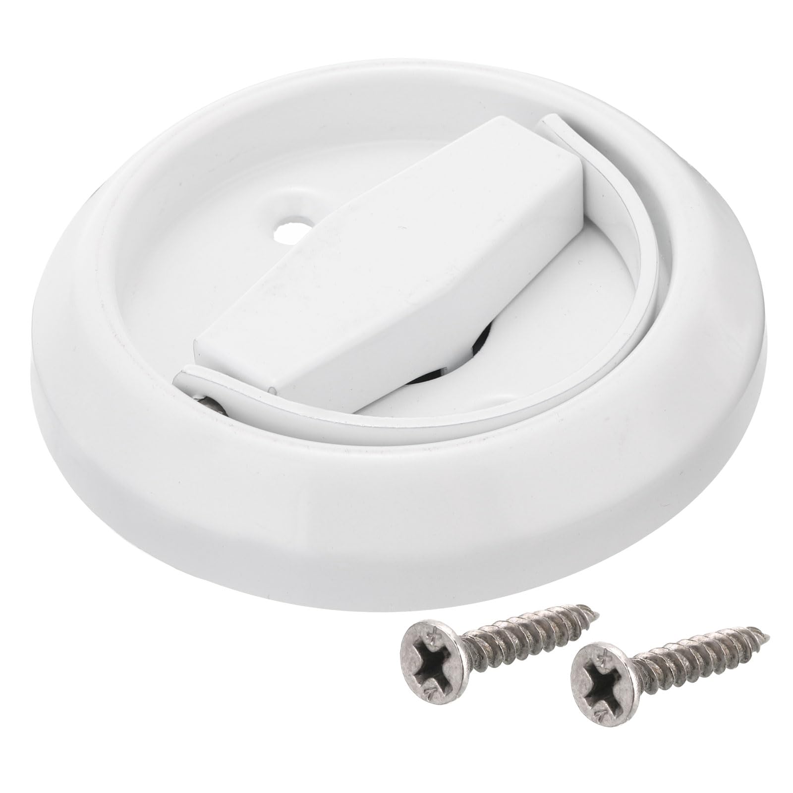 Photo 1 of uxcell Round Pull Ring, 1pcs 3" - Stainless Steel Ring Flush Pull with Screws, Recessed Door Pull Handle Knob for Drawer Cabinet Wardrobe (White)