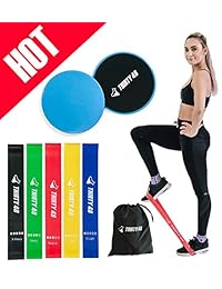 Thirty48 - Discos deslizantes y 5 bandas de resistencia para ejercicios, fuerza, estabilidad y entrenamiento de crossfit para el hogar, gimnasio, viajes, guía de usuario y bolsa de transporte