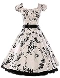 Threeseasons Women Vintage Dresses Retro 1950s Floral Cap Sleeve Party Dress