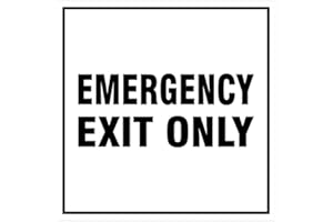 Signs ByLITA Square Emergency Exit Only Sign with Adhesive Tape, Mounts On Any Surface, Weather Resistant, Indoor/Outdoor Use (White) - Small