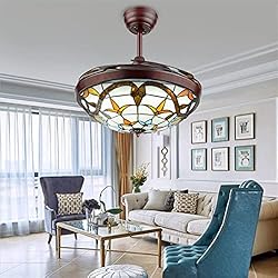 Panda Lighting 42" Tiffany Style Ceiling Fan with