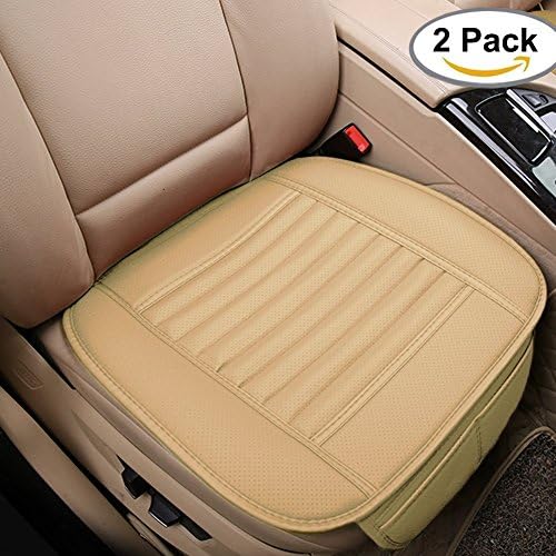 Car Seat Cushion, Breathable Protection Chair Cushion Mat Pad, Bamboo Charcoal Healthy Cushion for Auto Supplies Office Chair with PU Leather Bamboo Charcoal (beige)
