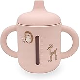 LITTEL RAWR Silicone Baby Sippy Cups for 6 months+, 3 Stages Training Cup Straw Cup for Infants Toddlers and Kid, Soft Spout and Handles Unbreakable Easy Grip 8.5oz/250ml (Pink)