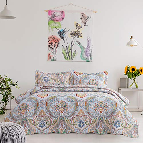 Bedsure 3Piece Bohemia Paisley Pattern King Size Bedspread(106x96