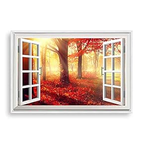 Framed Canvas Wall Art for Living Room, Bedroom Fake Window Sunny Day Canvas Prints for Home Decoration Ready to Hanging - 16x24 inches
