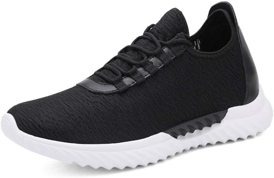Black Elevator Shoes for Men Casual Lace Up Height Increasing Trainers