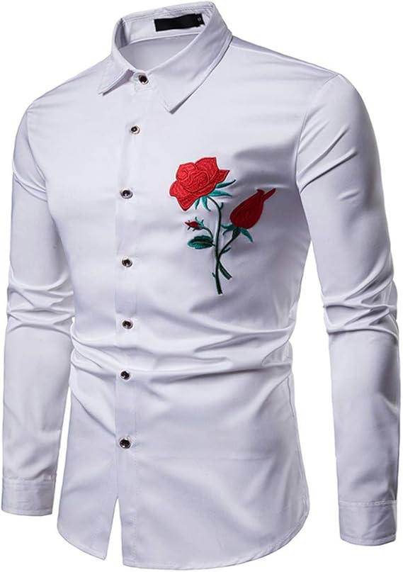 camisas con rosas bordadas hombre