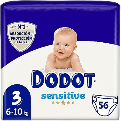 Sensitive - Pañales, 6 A 10 Kg, Blanco, Talla 3, Vanilla, 56 Unidad
