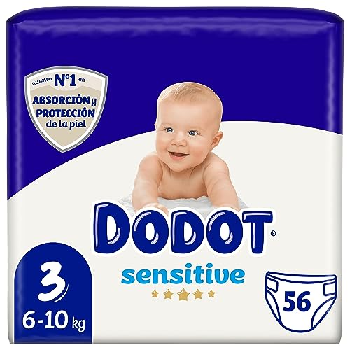 Sensitive - Pañales, 6 A 10 Kg, Blanco, Talla 3, Vanilla, 56 Unidad