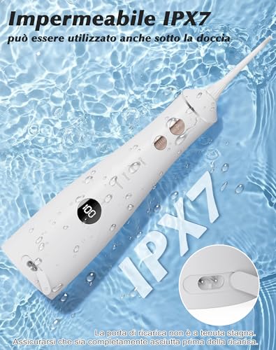 Dental Water Flosser 2025 Test Winner 5 Jet Nozzles and 4 Modes, Dental Hygiene and Interdental Cleaning, Oral Hygiene, Large Tank, IPX7 Waterproof for Home and Travel