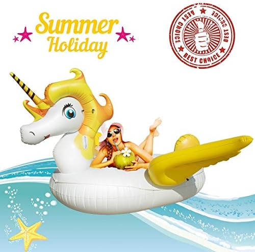 Miacooo Giant Unicorn Swimming Pool Float Inflatable Water Pool Lounger Unicorn Pool Party Raft Tube with Rapid Valves Summer Outdoor Swimming Decorations Toys Inflatable Animal Pool Toys (Yellow)