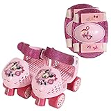 Playwheels Minnie Mouse Roller Skates with Knee Pads, Pink, Junior Size 6-12