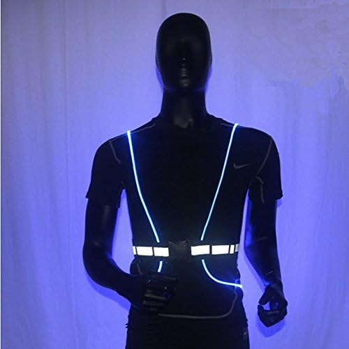 FB Sports High Visibility Reflective Vest Exercise Belt with Luminous LED Fiber Optics for Running, Jogging Cycling, Walking, Dog walking, Motorcycle, and Horse Riding