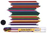 June Gold 36 Assorted Colored 2.0 mm Lead Refills, Bold & 90 mm Tall, 36 Unique Colors, Pre-Sharpened, Break & Smudge Resistant