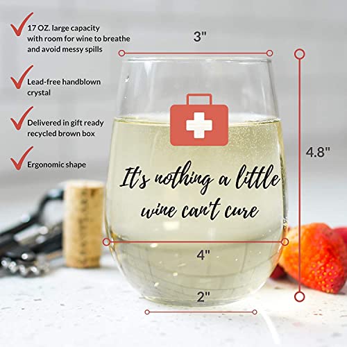 Nurse Wine Glass, Cute Wine Glasses, Funny Wine Glasses for Women or Men, Fun Stemless Wine Glass, Unique Wine Glasses, Cute Drinking Glasses, Best Friends Wine Glass with Sayings, Wine Gift