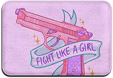 PFUWJ7 Fight Like A Girl Pink Latest Welcome Doormat Non Slip Indoor Outdoor For Kitchen Bathroom