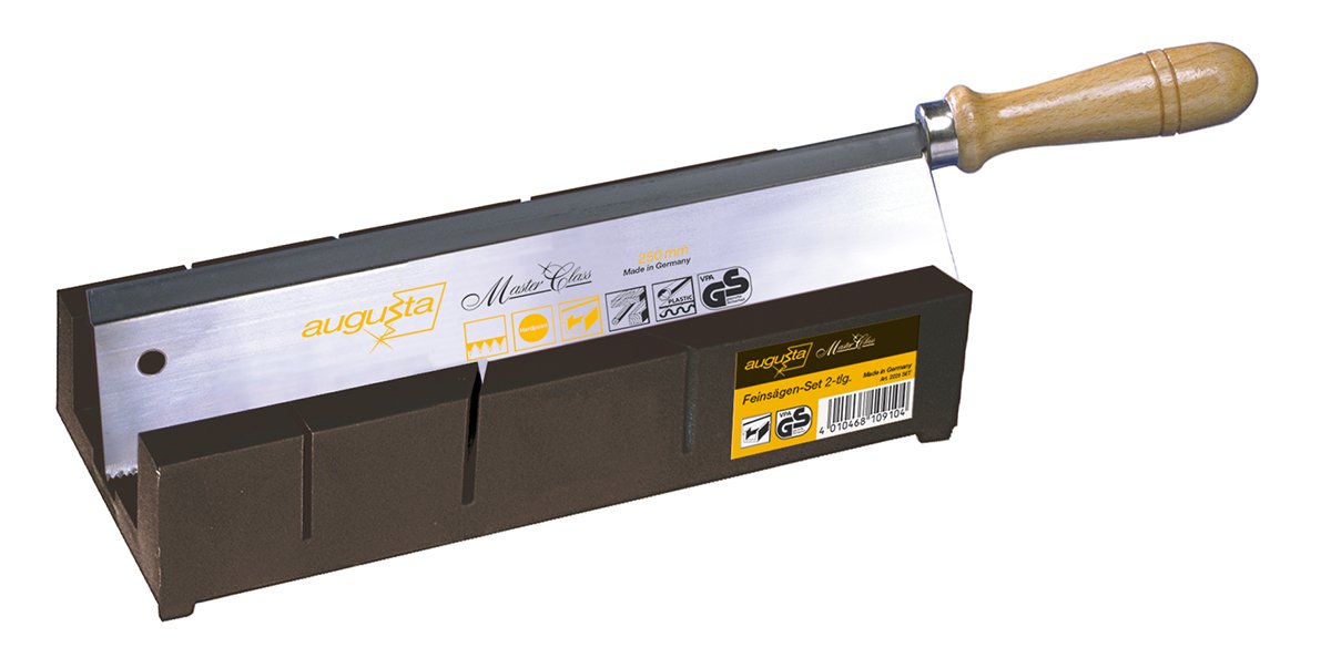 Augusta Heckenrose Mitre Box with Fine Saw in Set I Cutting Box 250 x 68 x 48 mm Made of Sturdy Plastic for Precise Mitre Sawing for 45° and 90° Angles