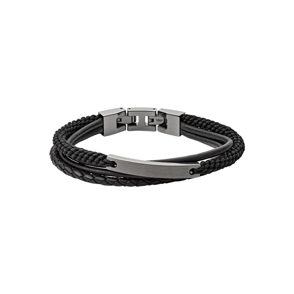 Fossil Men's Stainless steel or leather with fold over closure bracelet