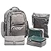 Large Capacity Diaper Bag Backpack- with YKK Zippers, Two Packing Cubes, Wet/Dry Bag, Changing Pad and Stroller Straps by Bably Baby- Stylish Unisex Design (Grey)