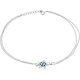 Bling Jewelry Nautical Stardust Dangle Charm Conch Seashell Anklet Ankle Bracelet For Women .925 Sterling Silver 9 10 Inch Extender