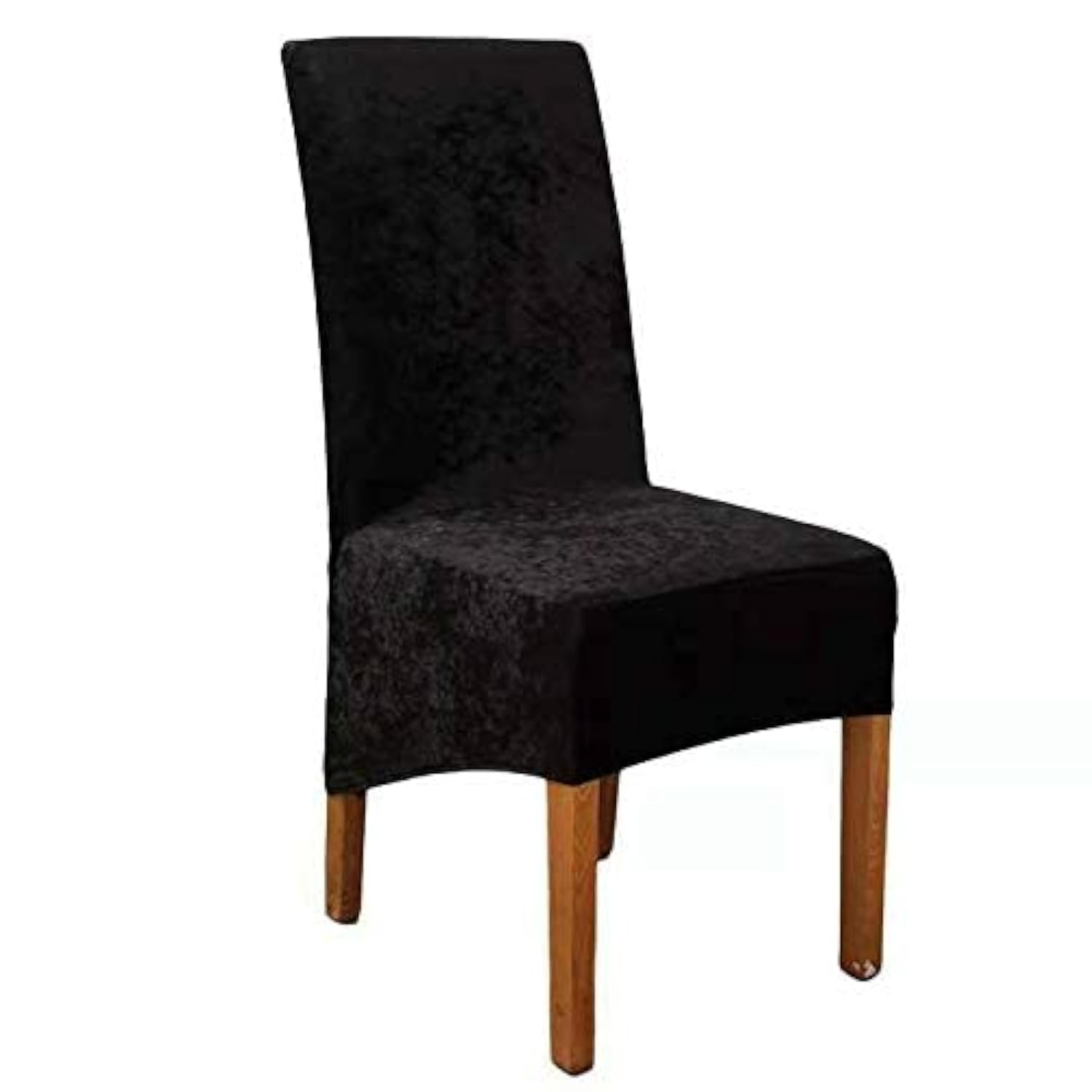 GEA Crushed Velvet Dining Chair Covers Stretchable Protective Slipcover Home Decor (Black)