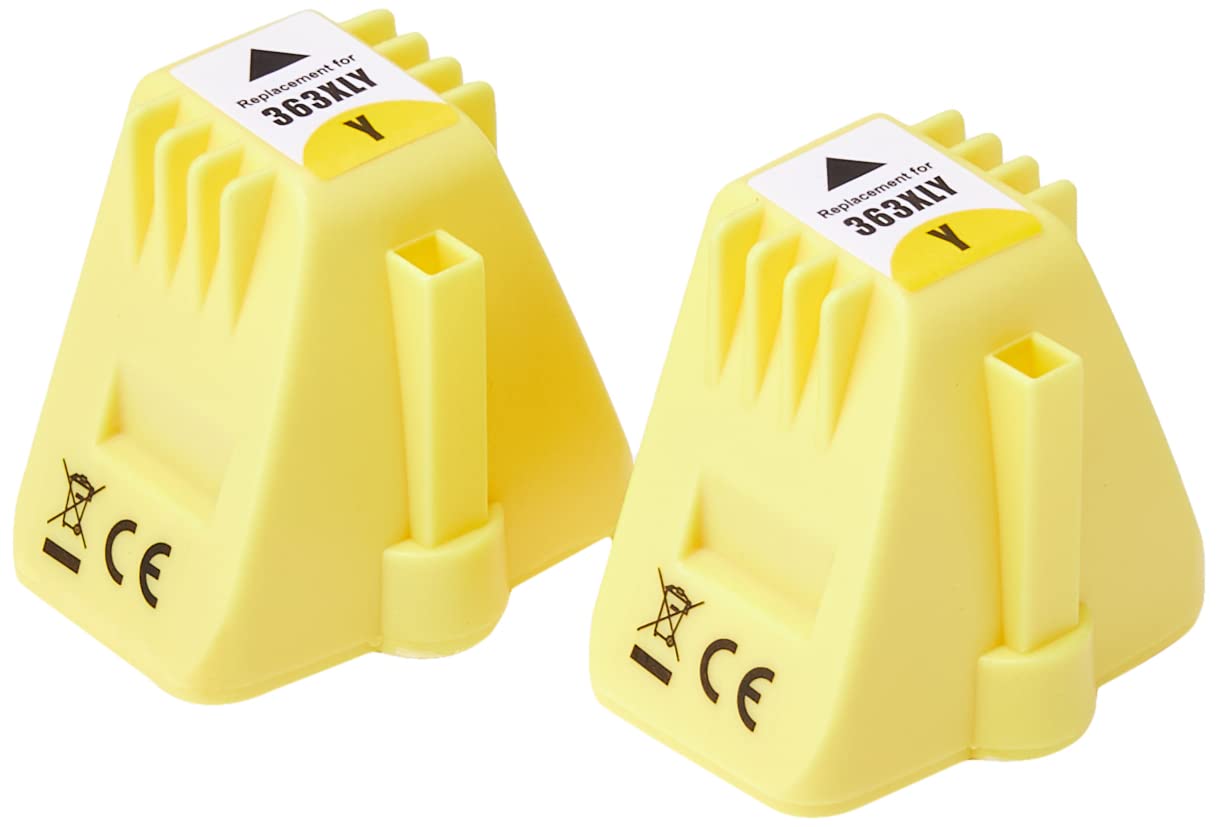 Go Inks 2 Yellow Compatible Printer Ink Cartridges to replace HP 363Y (XL) Compatible/non-OEM for HP Photosmart Printers