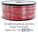 GS Power Pure Copper 24 AWG (American Wire Gauge) 200 feet Red & 200 Black Bonded Zip Cord Cable for Car Audio 12Volt Automotive LED Light Harness Wiring (Also Available in 50 & 100 ft roll)
