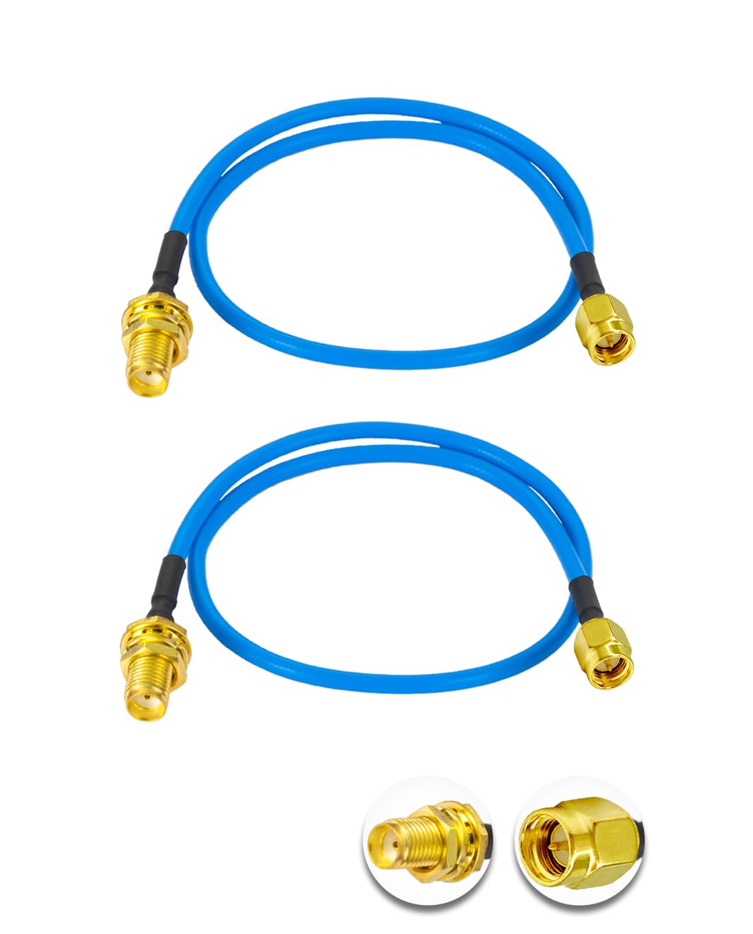 Vecys 2PCS SMA Male to Female RF Coaxial Cable 50 Ohm 12" /30CM RG405 SMA RF Coax Pigtail Cable