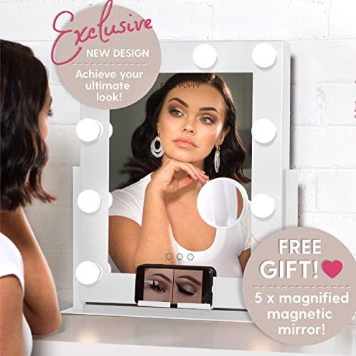 Rebel Poppy Large Vanity Mirrors with LED Lights and Phone Mount, Dim