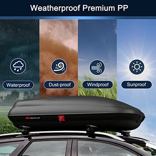 Goplus Rooftop Cargo Box, Heavy Duty Hard Shell Roof Cargo Carrier with