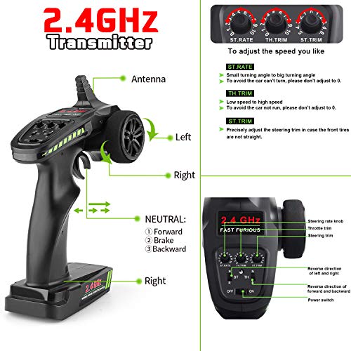 Remote Control Car, 4WD 1:18 Scale High Speed 40+ km/h Off Road Monster Toys RC Truck for Kids and Adults, MiraTekk Waterproof 2.4Ghz Radio Controlled RC Car 2 Rechargeable Batteries for 40+ Min Play