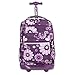 J World New York Sundance Rolling Backpack Girl Boy Roller Bookbag, Purple Flower, 20 X 13 X 9 (H X W X D)