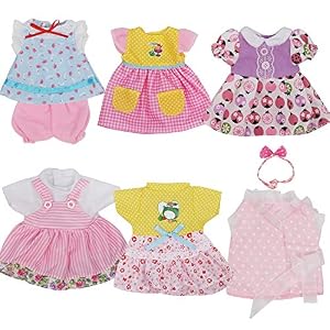 JING-SHOW-BUSSINESS-Pack-of-6-Fit-12-Inch-Alive-Baby-Doll-Gown-Dress-Clothes-Fashionista-Outfits-Include-Hair-Band-Girls-American-Doll