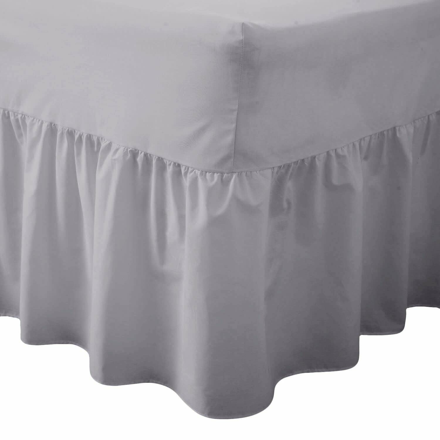 Comfy Nights Plain Dyed Polycotton Easy Care Valance Fitted Sheet In 19 Colors (4Ft/Small Double, Grey/Silver)