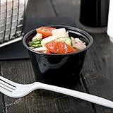 Disposable 4oz Plastic Condiment Cups, Souffle Portion, Jello Shot Cups, Salad Dressing, Sauce (200, Black)