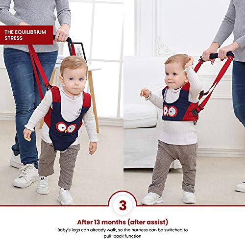 Baby Harness for Walking - Handheld Kids Walker Helper - Toddler Walking Assistant Belt - Infant Walking Wings - Child Learning Walk Support Assist Trainer Tool - for 7-24 Month Old (Blue)
