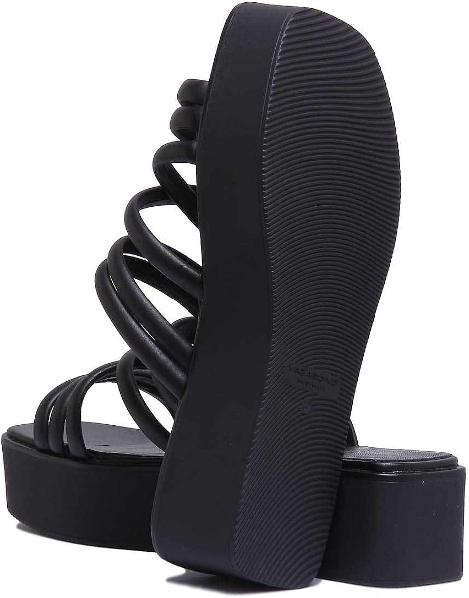 vagabond bonnie black leather platform slides