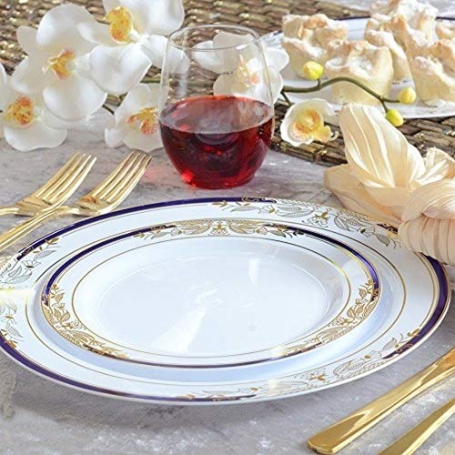 Plastic China Plate Silverware Combo Serving for 20 (115 piece set) Signature Blue - Thumbnail 3