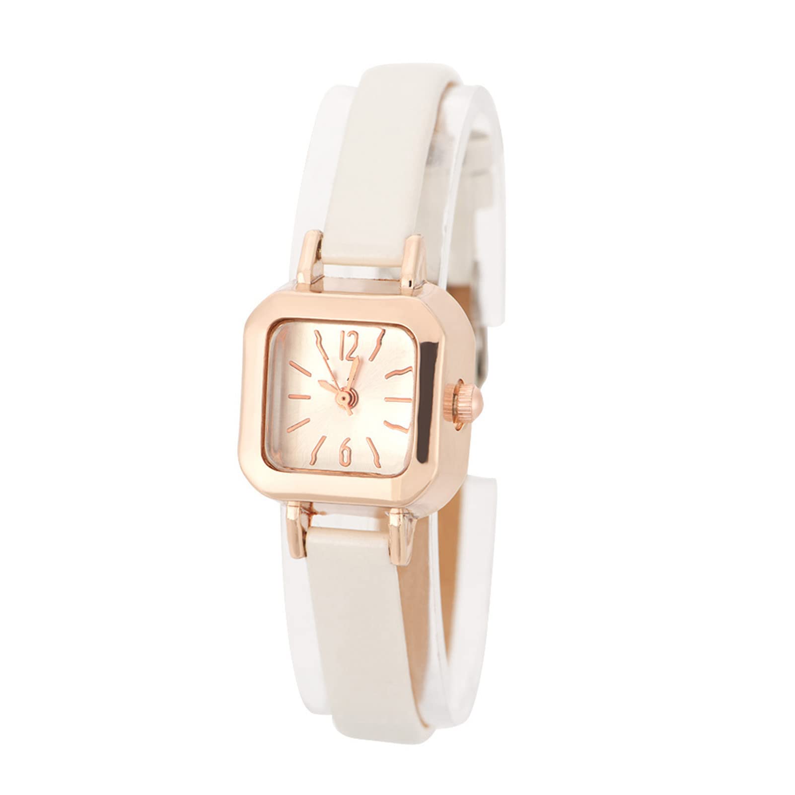 FILFEEL Watches for Women, Fashionable Female Quartz Wrist Watch Analog PU Strap Wristwatch(White)