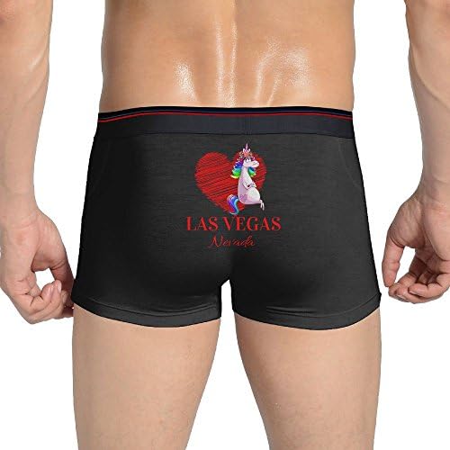 Men's Classics I Love LAS Vegas With Rainbow Unicorn and Heart Boxer Brief Stretchable Underwear Comfort Flex Waistband L