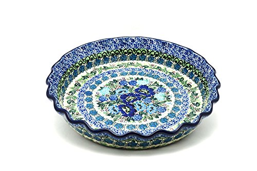 Click Here to See More Images Polish Pottery Baker - Pie Dish - Fluted - Unikat Signature U4520