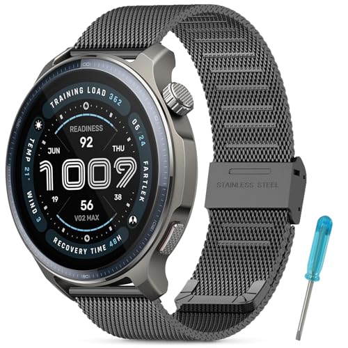 CHULN Watch Band Compatible with Amazfit Balance/Balance 2/Bip 6/Bip 5/Cheetah/Cheetah Pro Adjustable Metal Stainless Steel Replacement Strap for Smartwatch.(Not Host)