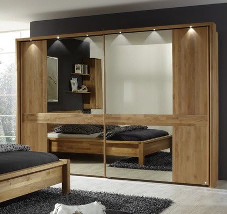 Schwebetürenschrank mit Beleuchtung Erle massiv: Amazon.de: Küche