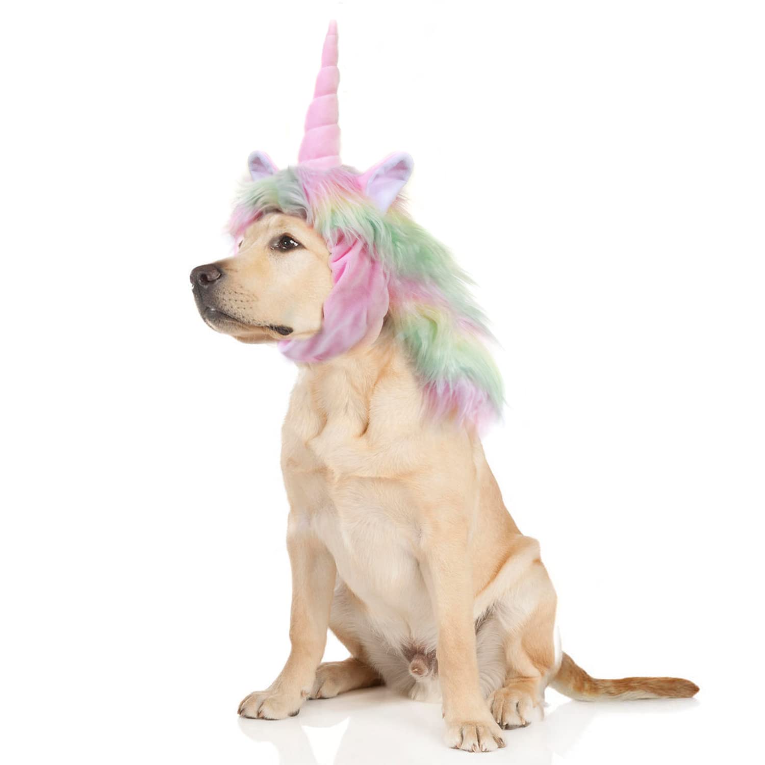 Onmygogo Funny Reideer Pet Costumes for Dog, Cute Furry Pet Wig for Halloween Christmas, Pet Clothing Accessories (Uni-corn, Size M) — image 1