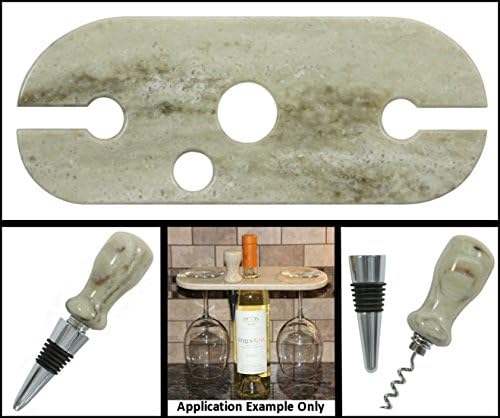 Solid Surface Two Wine Glass Display with Bottle Stopper & Cork Screw #TGD-119