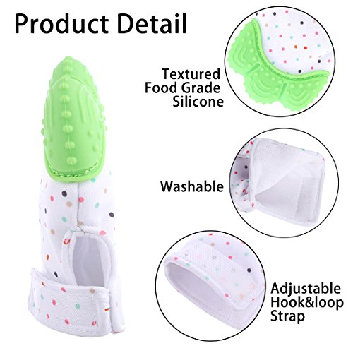 Teething Mitten, Petforu 1 Pair /2pcs Baby Self-soothing Teether Crawling Protective Gloves for Toddlers FDA Approved BPA Free