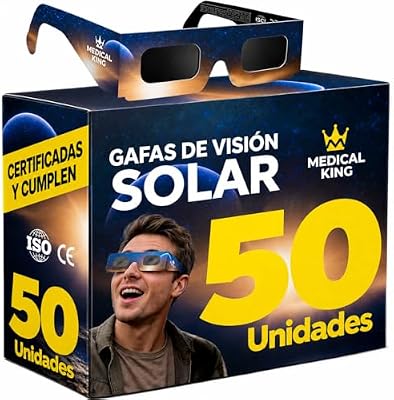 50 Óculos ISO 12312-2 Aprovados para Eclipse Solar - Pack de 6 com 2 Lentes Fotográficas para Smartphone Aprovados segundo a norma ISO, com certificação CE: Óculos para ver eclipses solares 2026