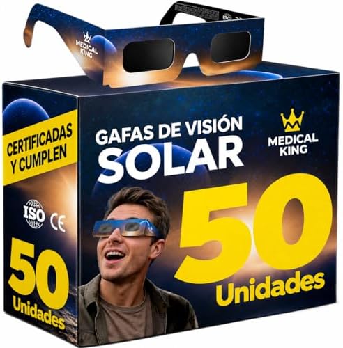 50 Óculos ISO 12312-2 Aprovados para Eclipse Solar - Pack de 6 com 2 Lentes Fotográficas para Smartphone Aprovados segundo a norma ISO, com certificação CE: Óculos para ver eclipses solares 2026